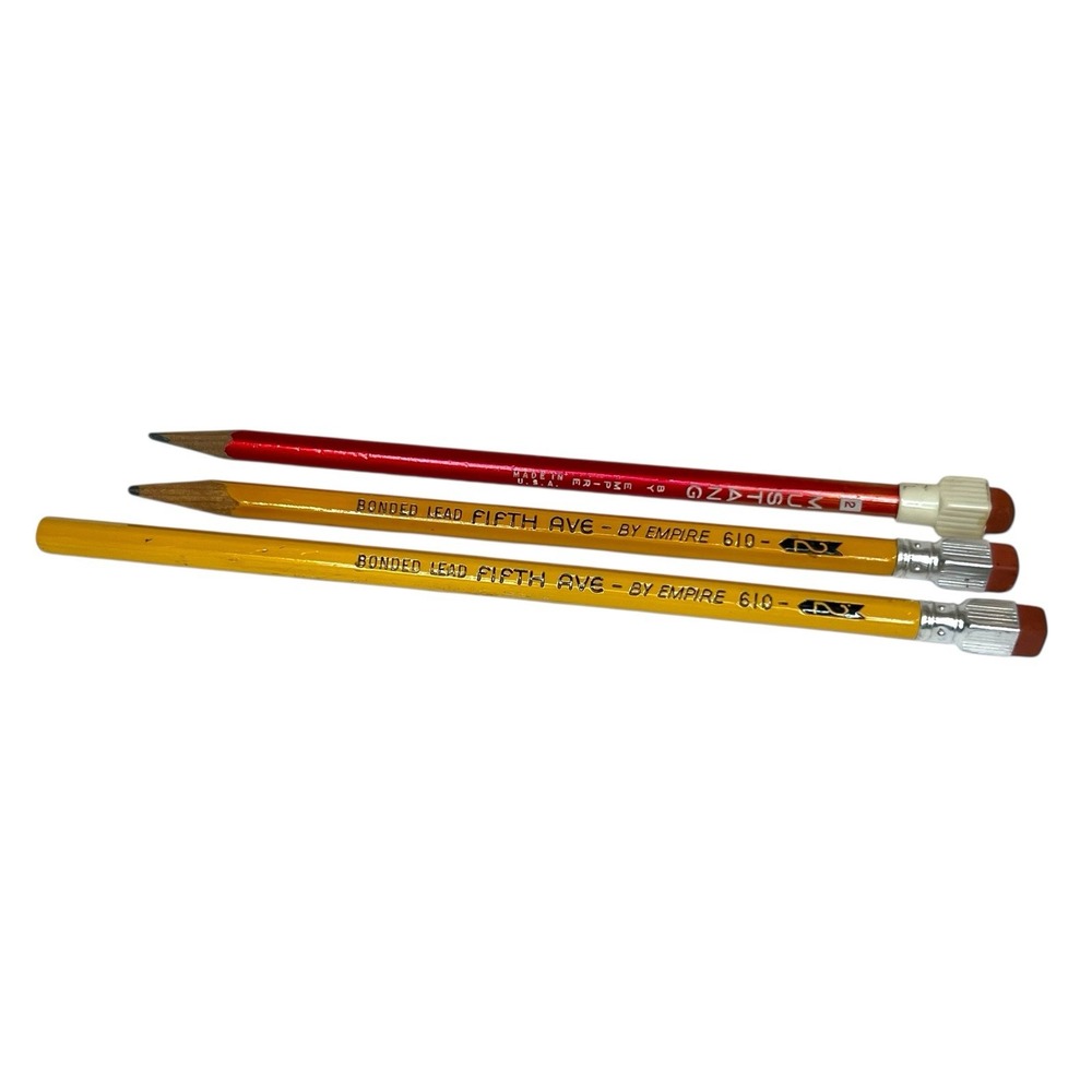 Empire Pencil 610 Square Top Eraser Fifth Ave Bonded Lead 1 New 2 Used‎ Mustang